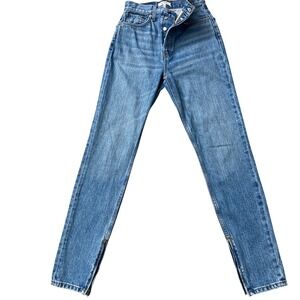RE/DONE Atomic High Rise Ankle Crop Jeans Zip Hem 148-03WSUPHDP Blue Womens 26